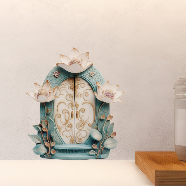 Beautiful Lotus Garden Door decal above countertop