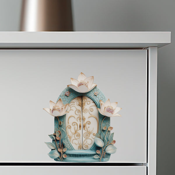 Beautiful Lotus Garden Door decal on dresser