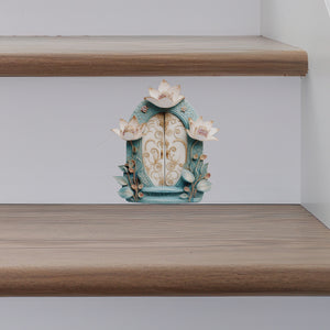 Beautiful Lotus Garden Door decal on stairs