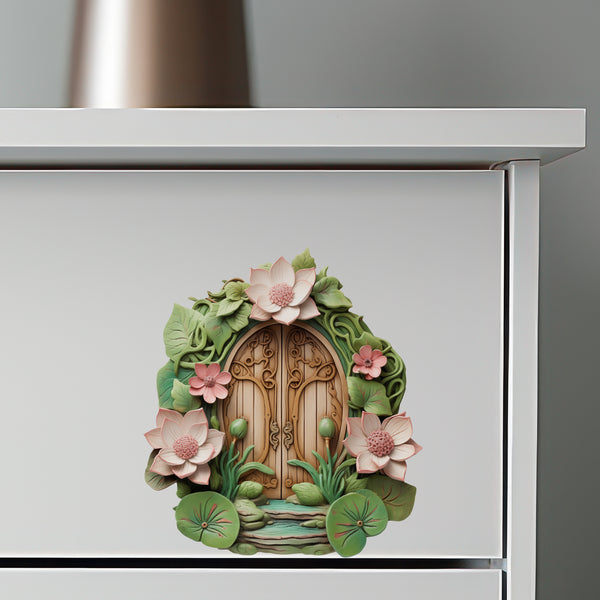Green Lotus Garden House decal on dresser