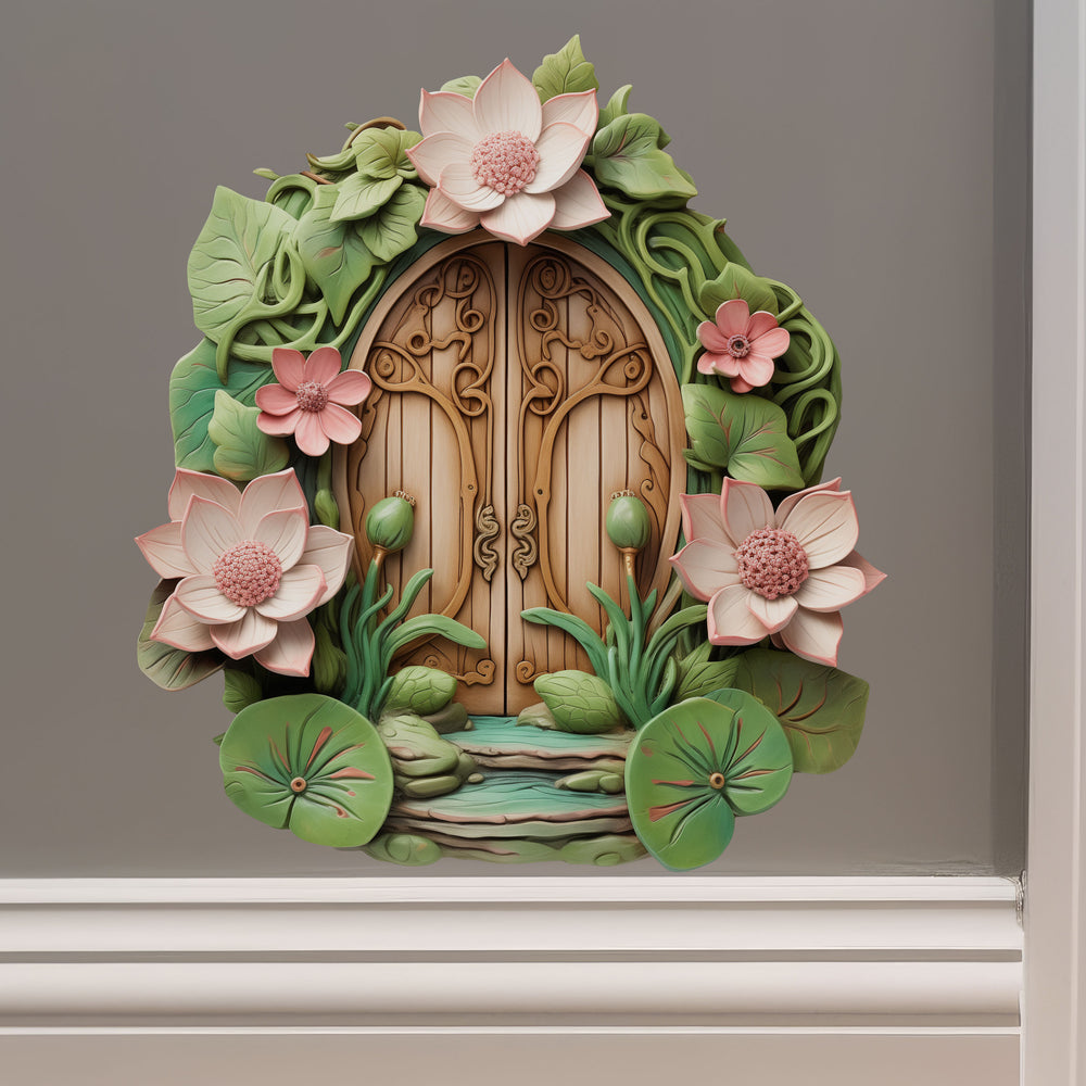 Green Lotus Garden House decal on wall