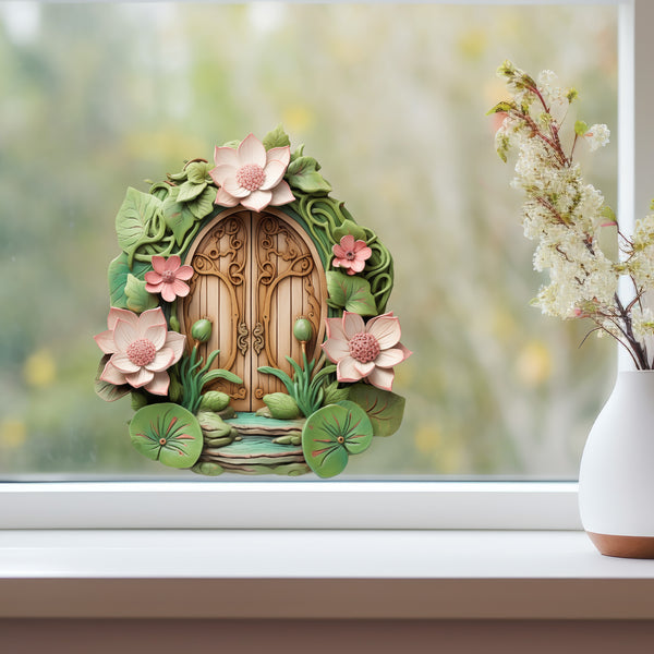 Green Lotus Garden House decal on window