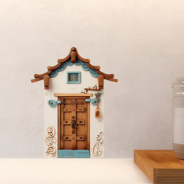 Korean Traditional House decal above countertop