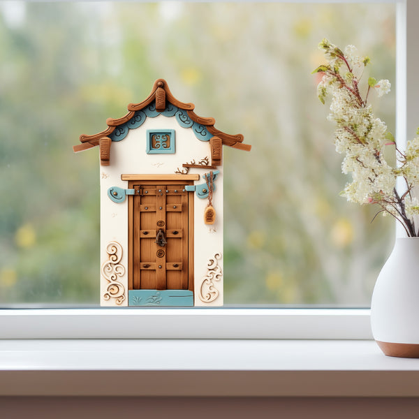 Korean Traditional House decal on window