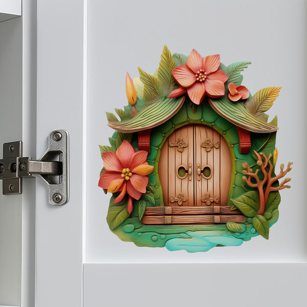 Vietnamese Jungle Garden Door decal on cabinet