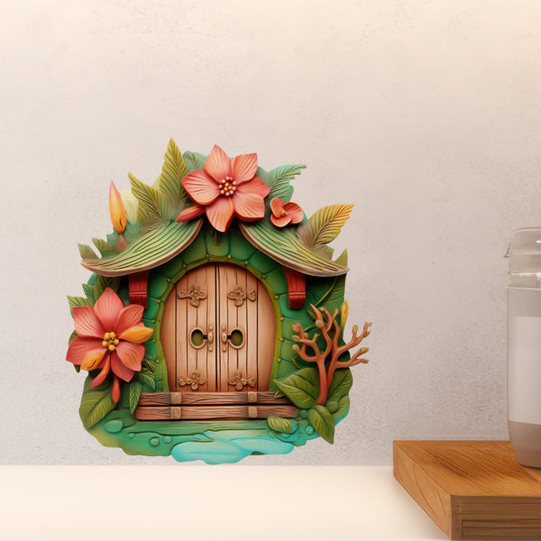 Vietnamese Jungle Garden Door decal above countertop
