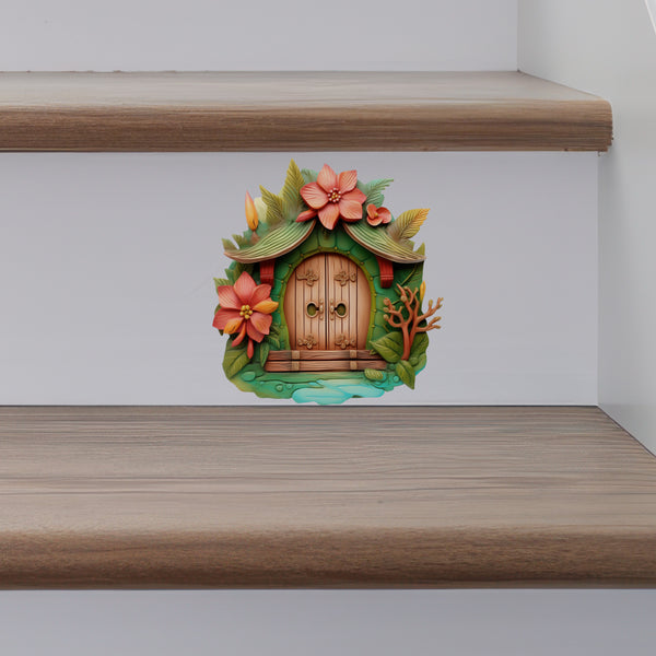 Vietnamese Jungle Garden Door decal on stairs