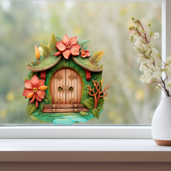 Vietnamese Jungle Garden Door decal on window