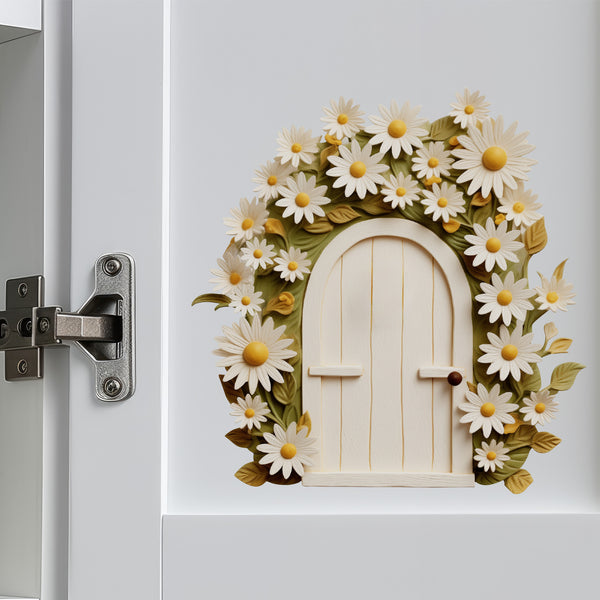 Adorable Daisy Garden Door decal on cabinet