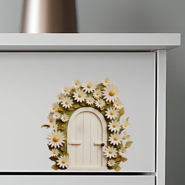 Adorable Daisy Garden Door decal on dresser
