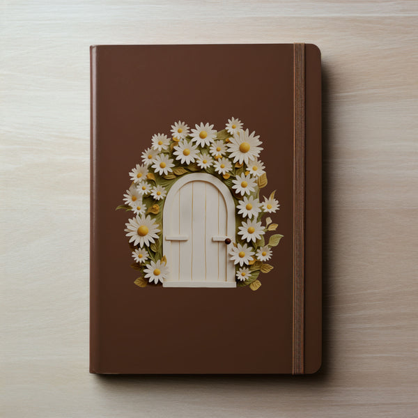 Adorable Daisy Garden Door decal on notebook