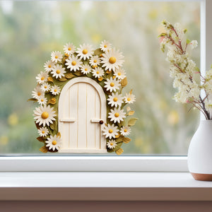 Adorable Daisy Garden Door decal on window
