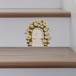 Adorable Daisy Garden Door decal on stairs