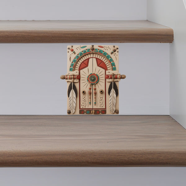 Native American Tribal Lakota Door decal on stairs