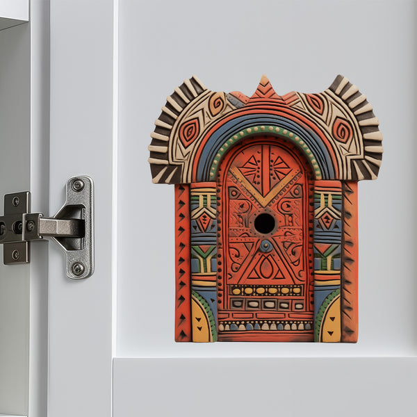 African Tribal Art Maasai House decal on cabinet