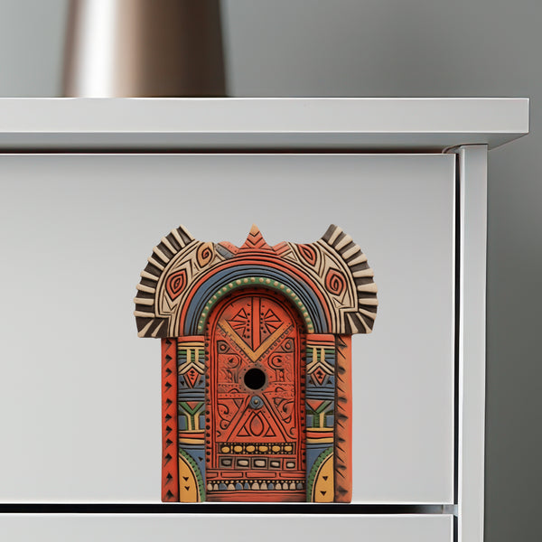 African Tribal Art Maasai House decal on dresser