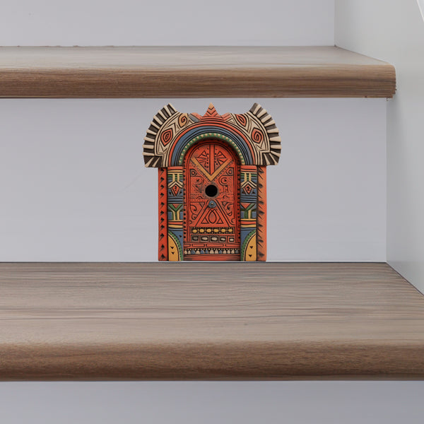 African Tribal Art Maasai House decal on stairs