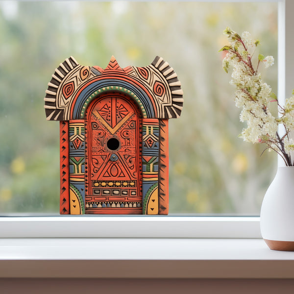 African Tribal Art Maasai House decal on window