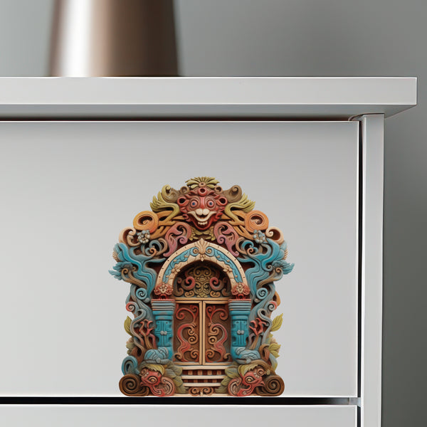 Tibetan Tribal House decal on dresser