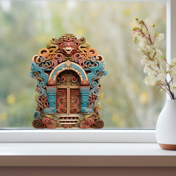 Tibetan Tribal House decal on window