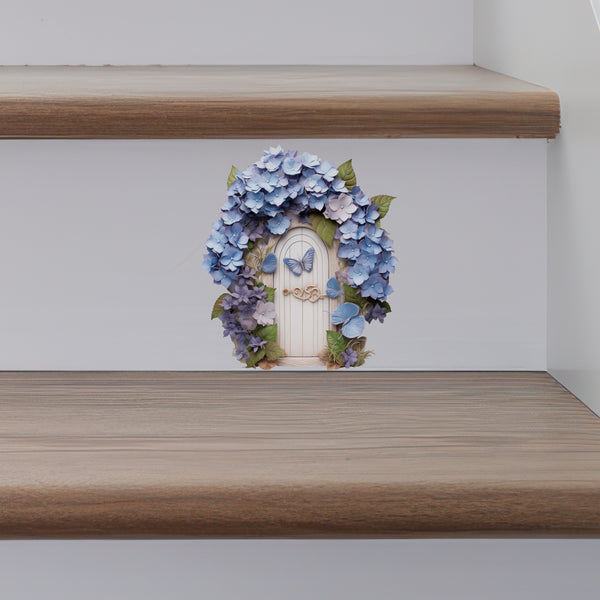Hydrangea Flower Garden House decal on stairs
