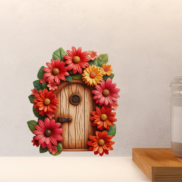 Red Gerbera Daisy Flower Garden House decal above countertop