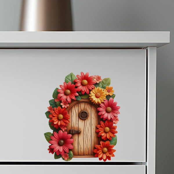 Red Gerbera Daisy Flower Garden House decal on dresser