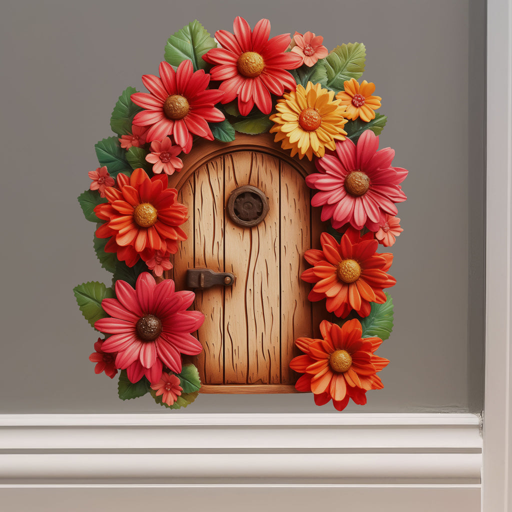 Red Gerbera Daisy Flower Garden House decal on wall