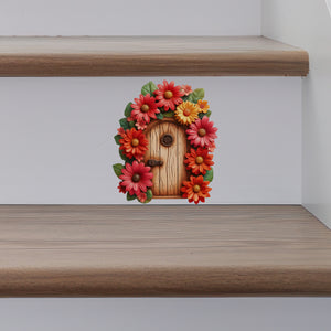 Red Gerbera Daisy Flower Garden House decal on stairs