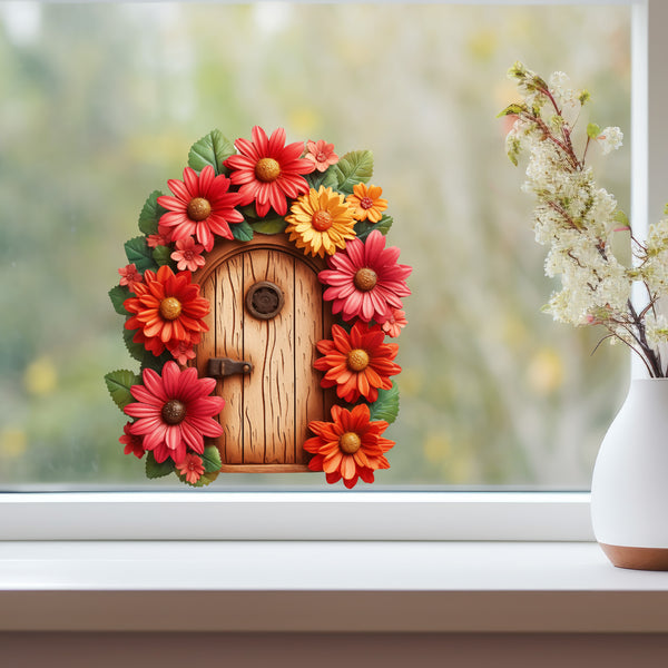 Red Gerbera Daisy Flower Garden House decal on window