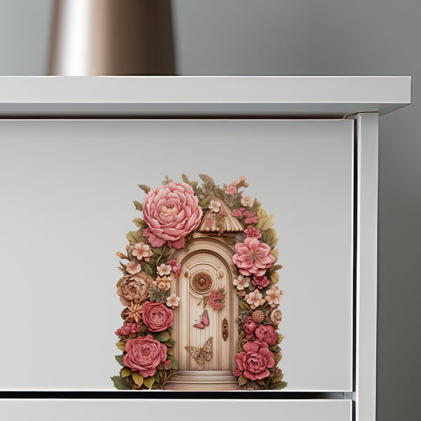 Peony Flower Garden House decal on dresser