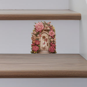 Peony Flower Garden House decal on stairs
