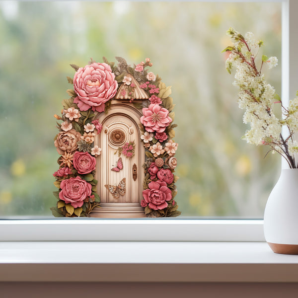 Peony Flower Garden House decal on window