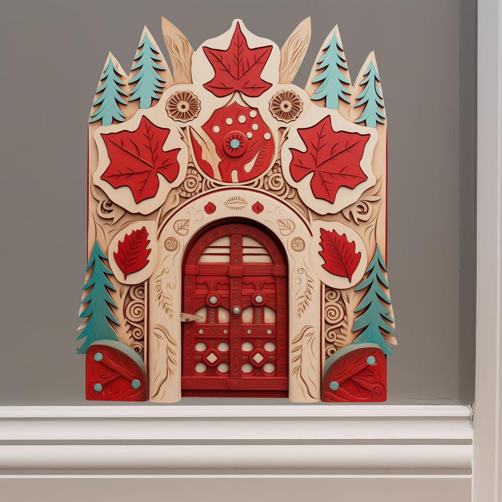Native American Canada Maple Leaf House decal on wall