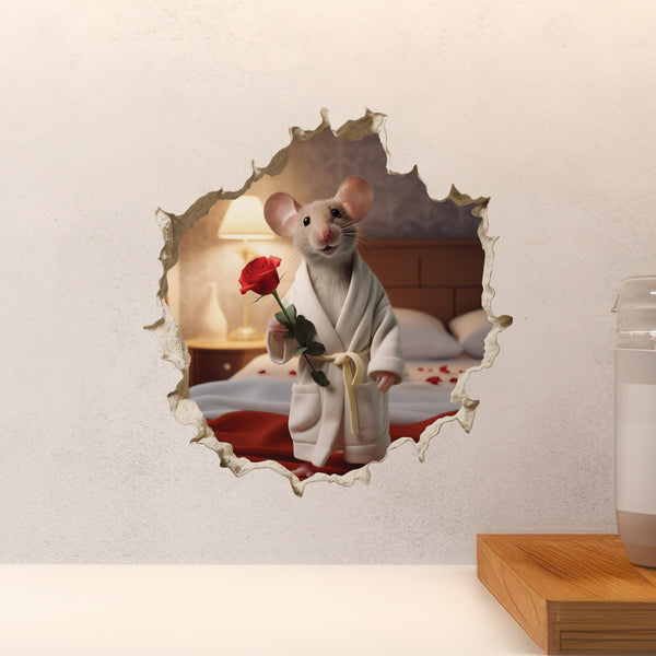 Lover Mouse Hole decal above countertop