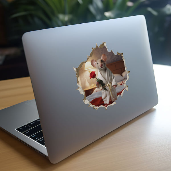 Lover Mouse Hole decal on laptop