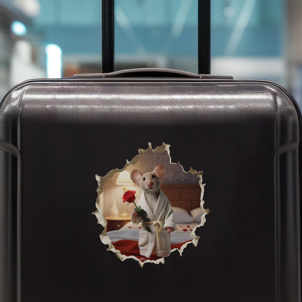 Lover Mouse Hole decal on luggage