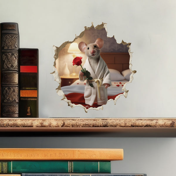 Lover Mouse Hole decal on books