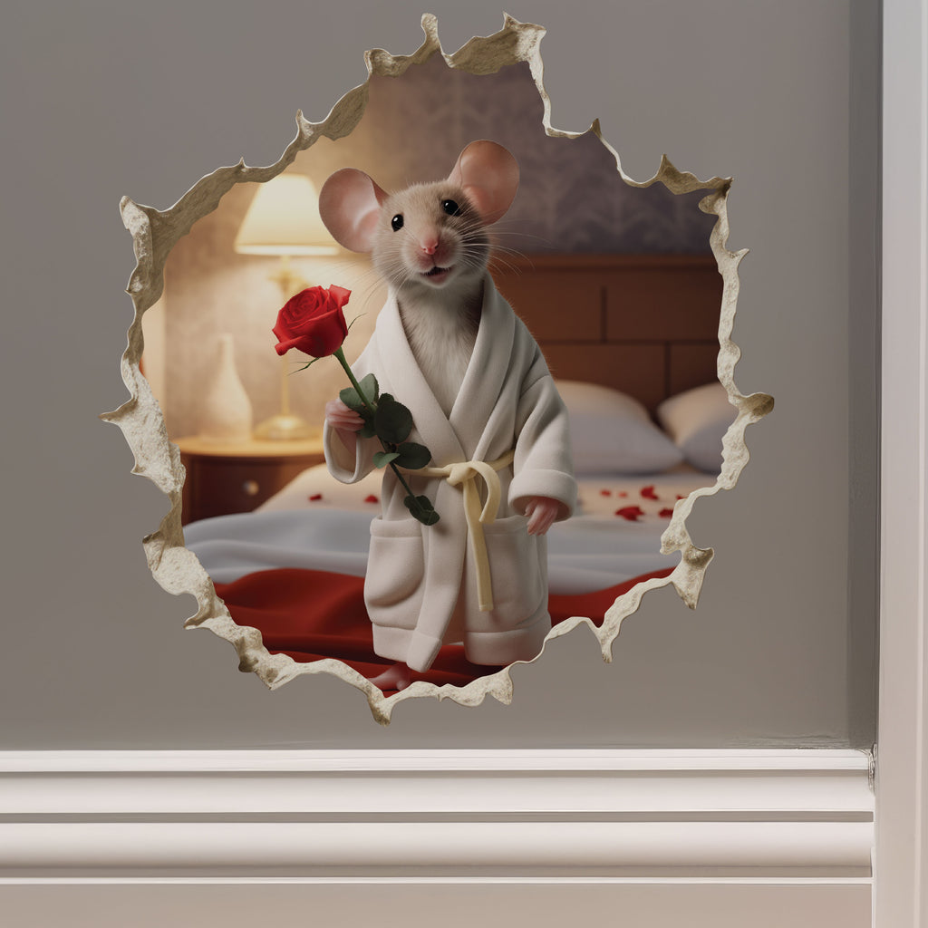Lover Mouse Hole decal on wall