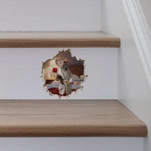 Lover Mouse Hole decal on stairs