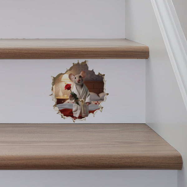 Lover Mouse Hole decal on stairs