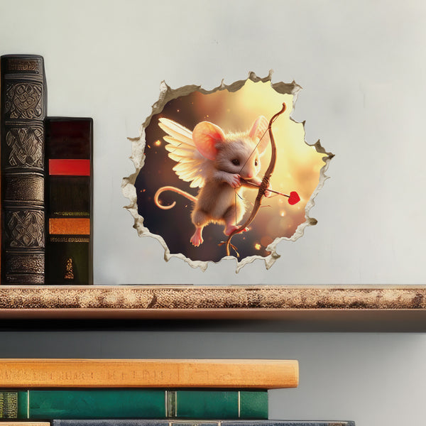 Cupid Mouse Hole decal with books