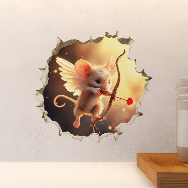 Cupid Mouse Hole decal above countertop