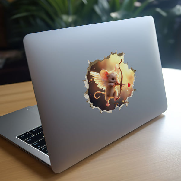 Cupid Mouse Hole decal on laptop