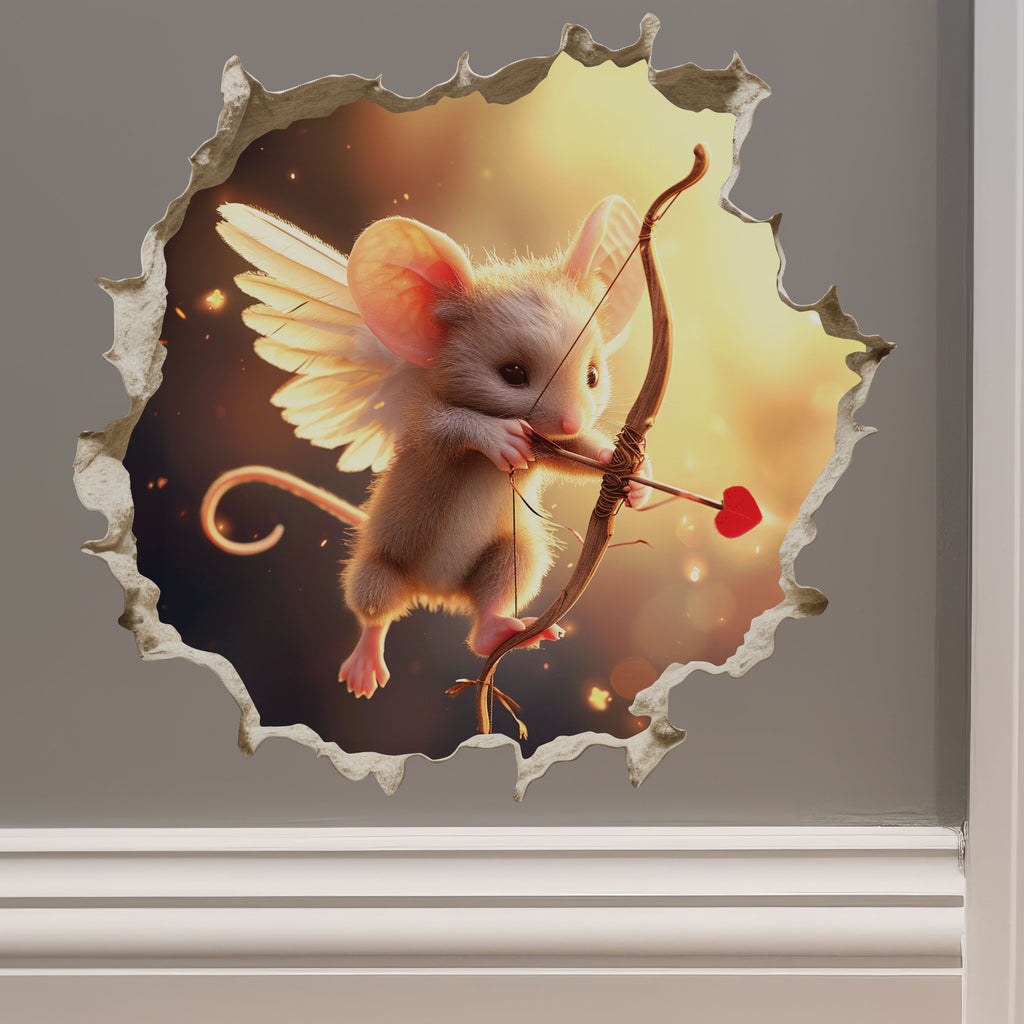 Cupid Mouse Hole decal on wall