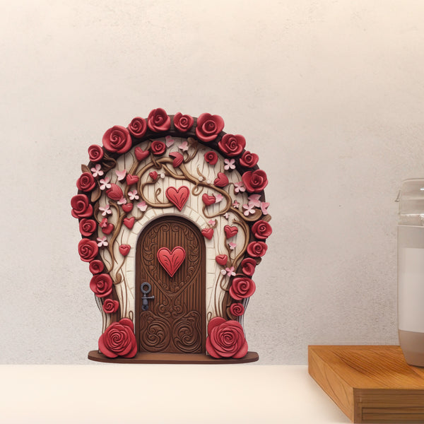 Romantic Roses Fairy Door decal above countertop