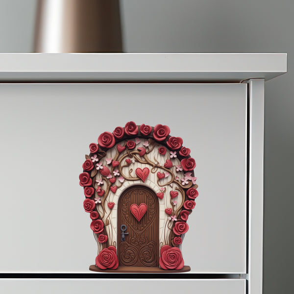 Romantic Roses Fairy Door decal on dresser
