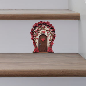 Romantic Roses Fairy Door decal on stairs