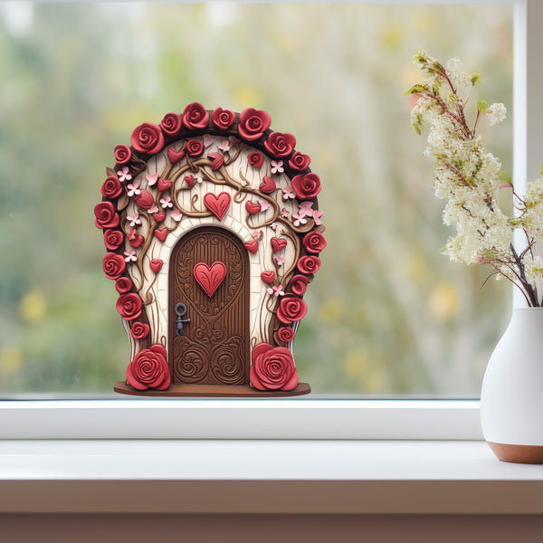 Romantic Roses Fairy Door decal on window