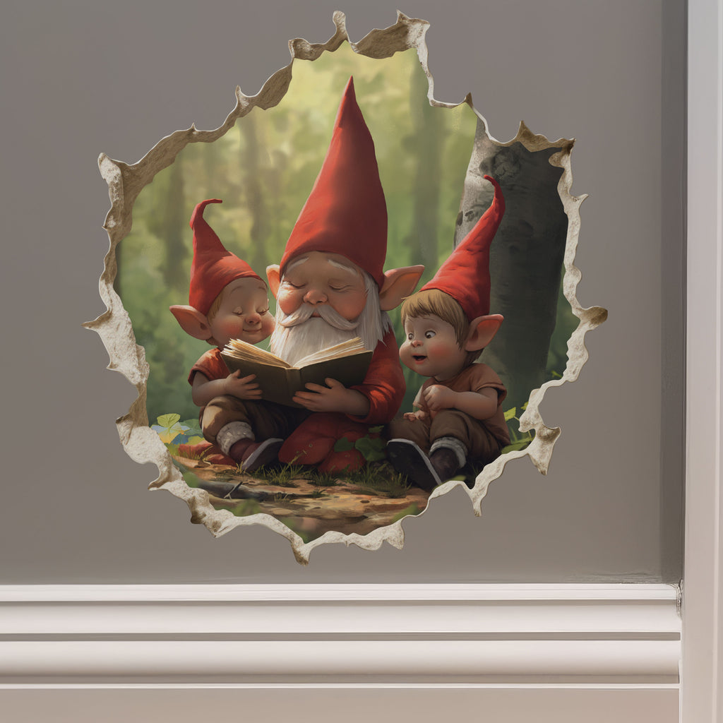 Parent and Child Gnome Reading decal on wall